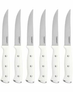 Cuisinart White Triple Rivet 6pc Steak Knife Set Home Flatware & Cutlery